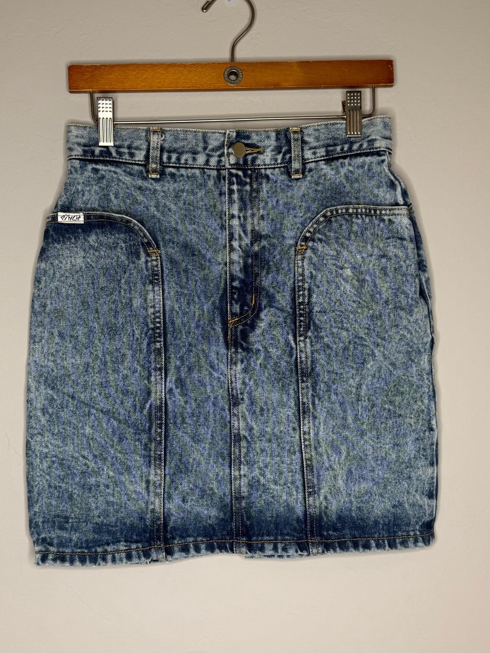 Vintage 80s pinch acid wash denim skirt juniors 11/28” waist